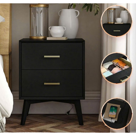 George Oliver : Tủ 02 Ngăn Kéo + Tích Hợp Ổ Cắm Điện Và Cổng USB